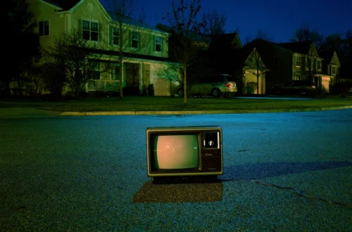 Retro TV suburban road