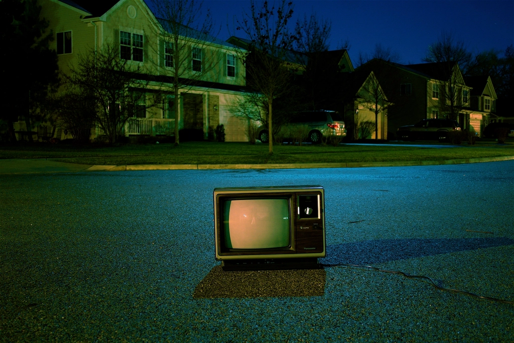 Retro TV suburban road